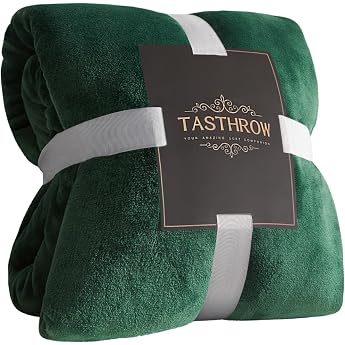 TASTHROW Cuddly Blanket Soft Fleece Blanket Sofa Throw Soft and Warm Bedspread Living Room Blanket Couch Blanket Dark Green 130 x 180 cm