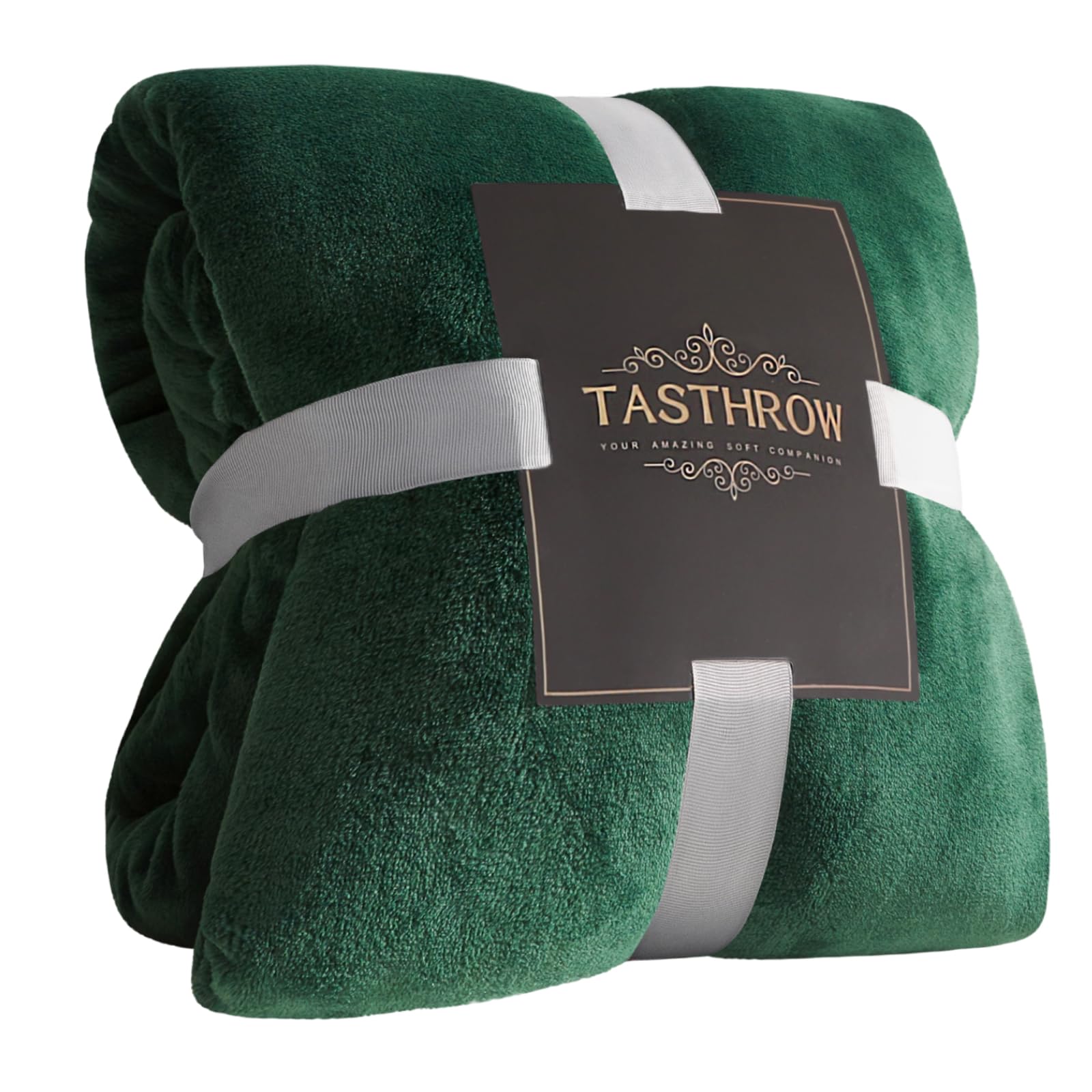 TASTHROW Blanket Bed Microfibre Flannel, Soft Blanket Fleece Flannel Lightweight Blankets for Bed Reversible (Dark Green, 130 x 180 cm)