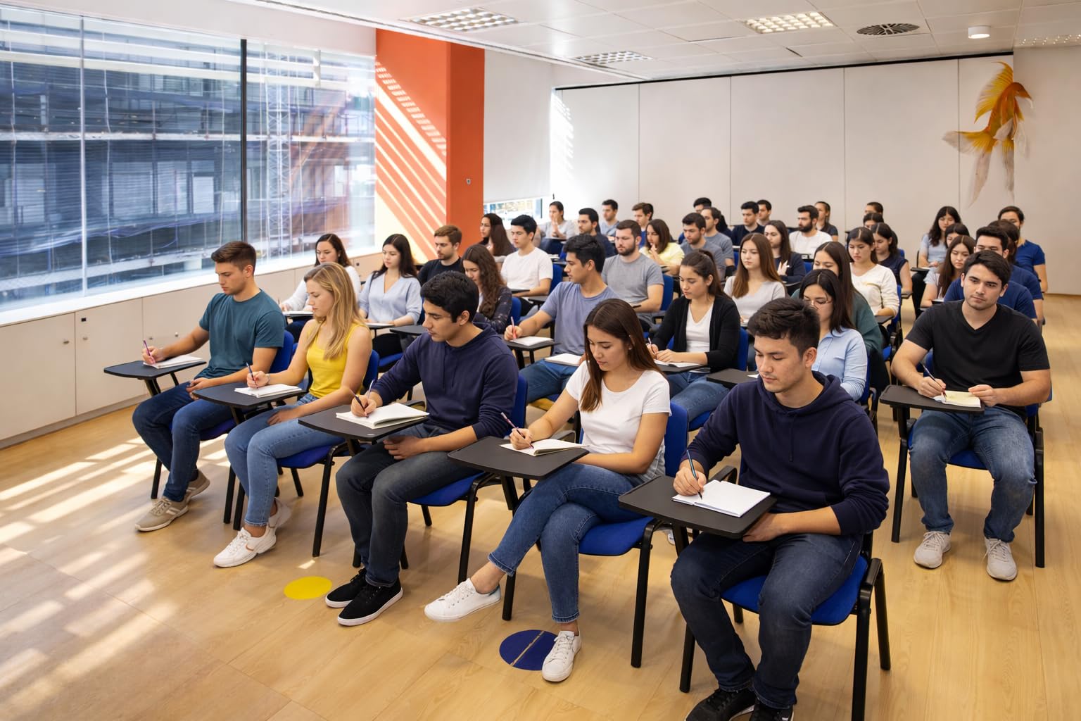 ART PROG - Lot de 4 Chaises Visiteur LISO avec Tablette | Revêtement Tissu Bondai| Chaises de Conférence Rembourrées et Empilables | Idéales pour Salles de conférence et de Formation