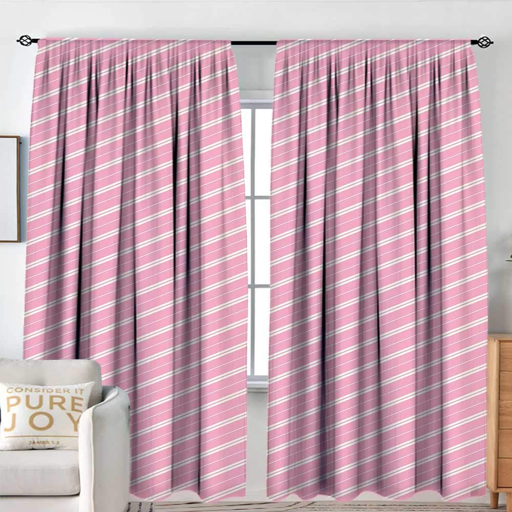NUOMANAN Print Pattern Curtains Geometric,Cute Feminine Design Diagonal Lines in Romantic Valentines Day Themed Image,Pale Pink Cream,for Room Darkening Panels for Living Room, Bedroom 60"x84"