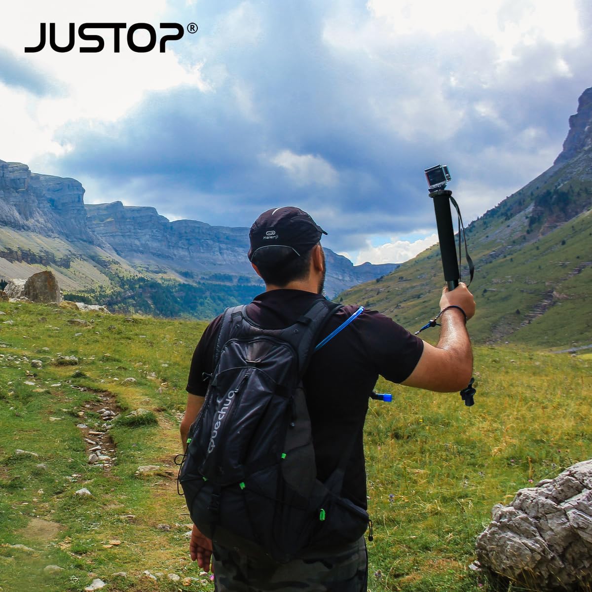 JUSTOP Pro Monopode pour appareil photo numérique DSLR 154,9 cm – Canne de marche extensible, légère, compacte et portable – Unipode de voyage Alpenstock avec sac de transport