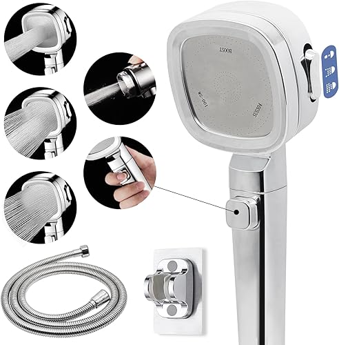 Cabezal de ducha para caravana con manguera de 60 pulgadas e interruptor de encendido, 3 modos de pulverización, cabezal de ducha de alta presión de