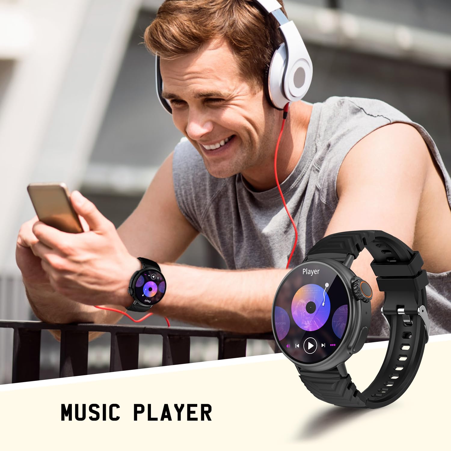Smartwatch Ultra Damen Herren mit Telefonfunktion (Anruf empfangen/tätigen), 1,52" rundes HD-Display,Fitnessuhr mit Schlaftracker,120+ Sportmodi sportuhr Fitness Uhr Armbanduhr für Android IOS