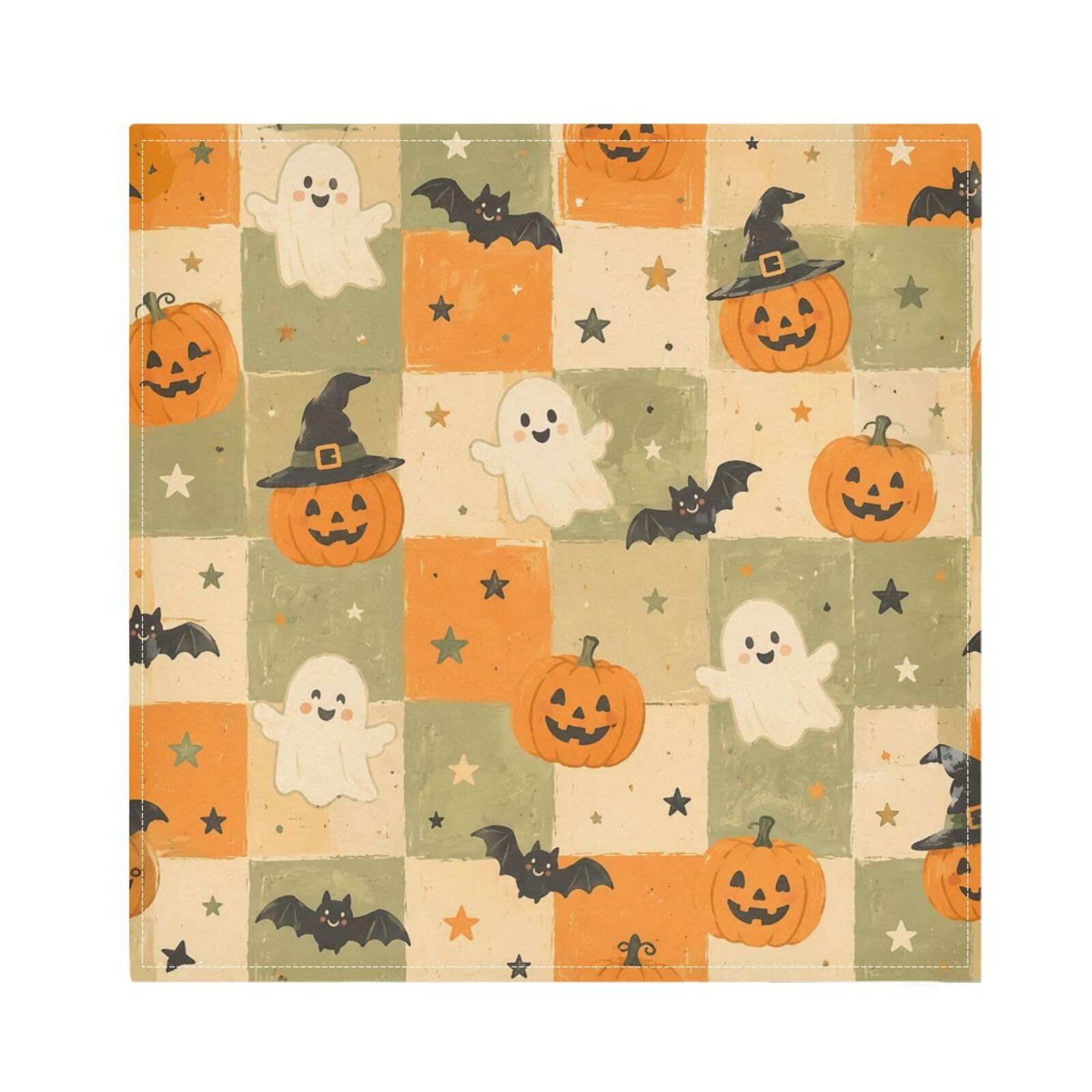 Ttgoth Halloween Boo Cloth Napkin Set of 6 Washable & Reusable Dinner Napkins for Dining Table, Banquets, Wedding, Party, 50x50 cm