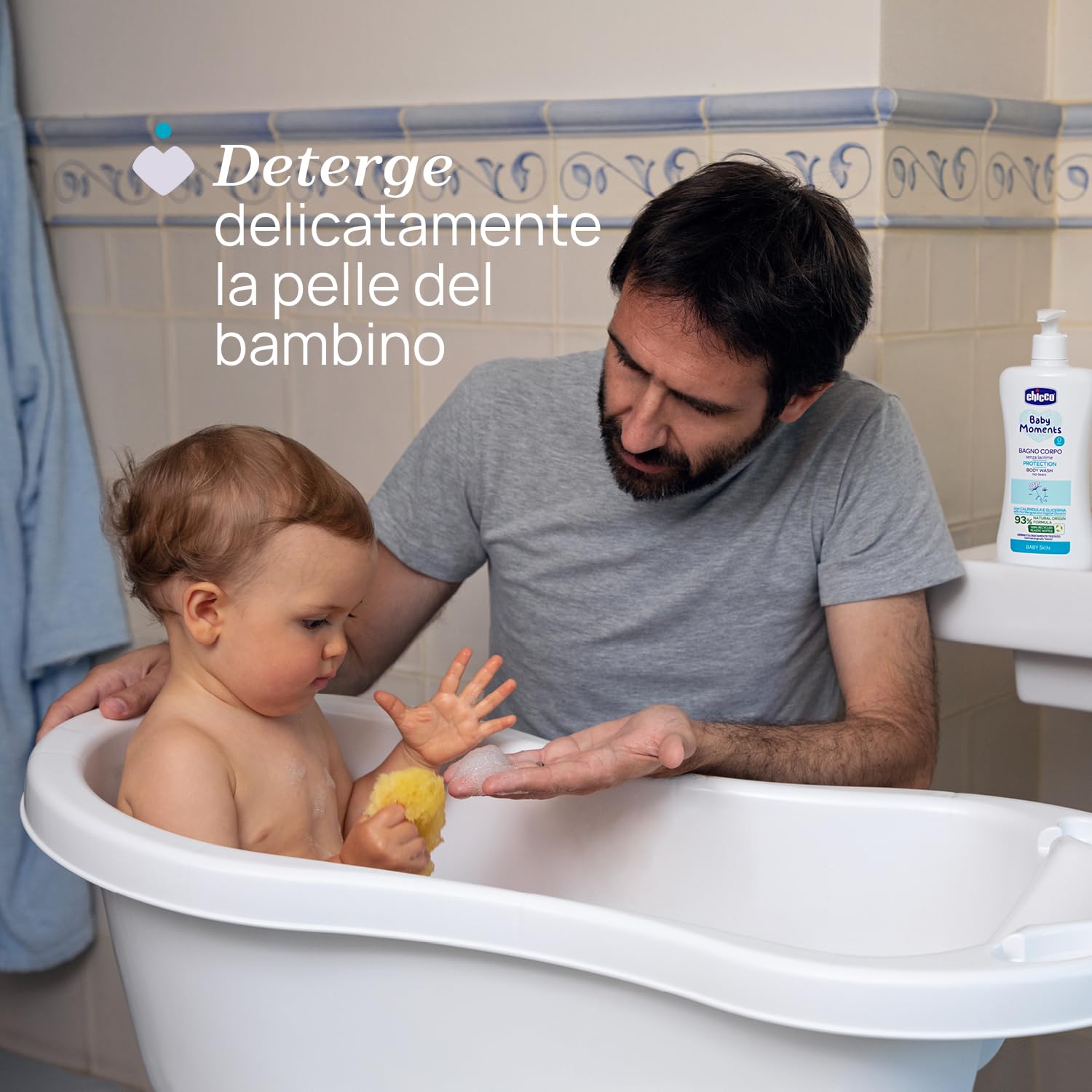 Chicco Baby Moments Bagno Corpo senza Lacrime, Bagnoschiuma Per Bambini, con Formula Naturale, Con Estratto di Calendula, Proprietà Emolienti, 0+ Mesi - 500 ml