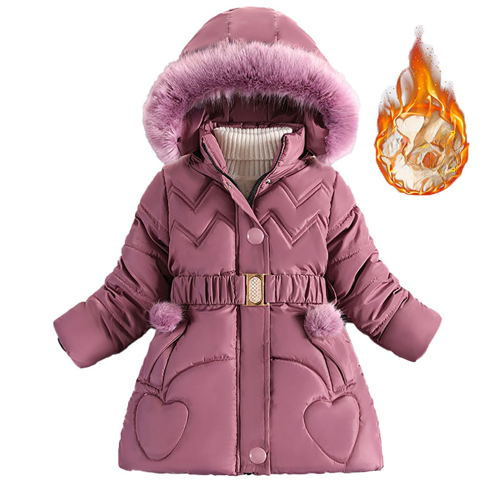 Generisch Giacca invernale per neonati maschi lunga plus ispessimento stile straniero femminile moda piumino imbottito giacca invernale felpa donna senza fodera calda, Lilla, 9-10 Jahre