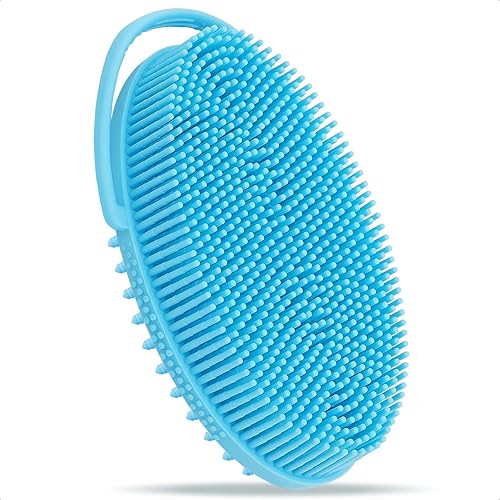 FREATECH Limpiador corporal de silicona con asa de bucle, cepillo exfoliante suave para limpieza corporal para uso en la ducha o el baño, más