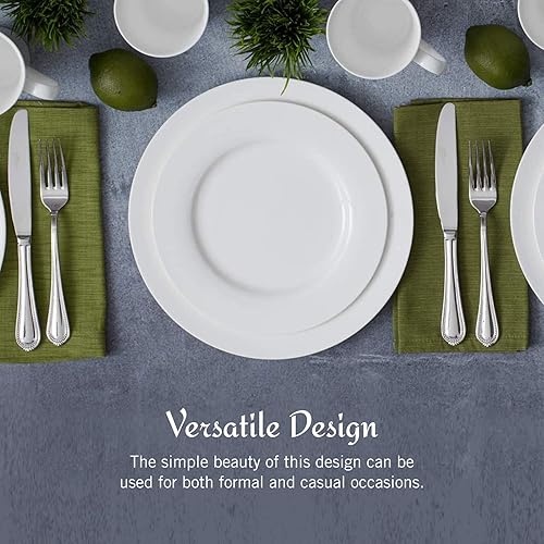Miniatura 6 de Mikasa 5225580 - Juego de vajilla de porcelana de hueso Delray de 40 piezas y juego de cubiertos de acero inoxidable Bravo de 65 piezas, servicio