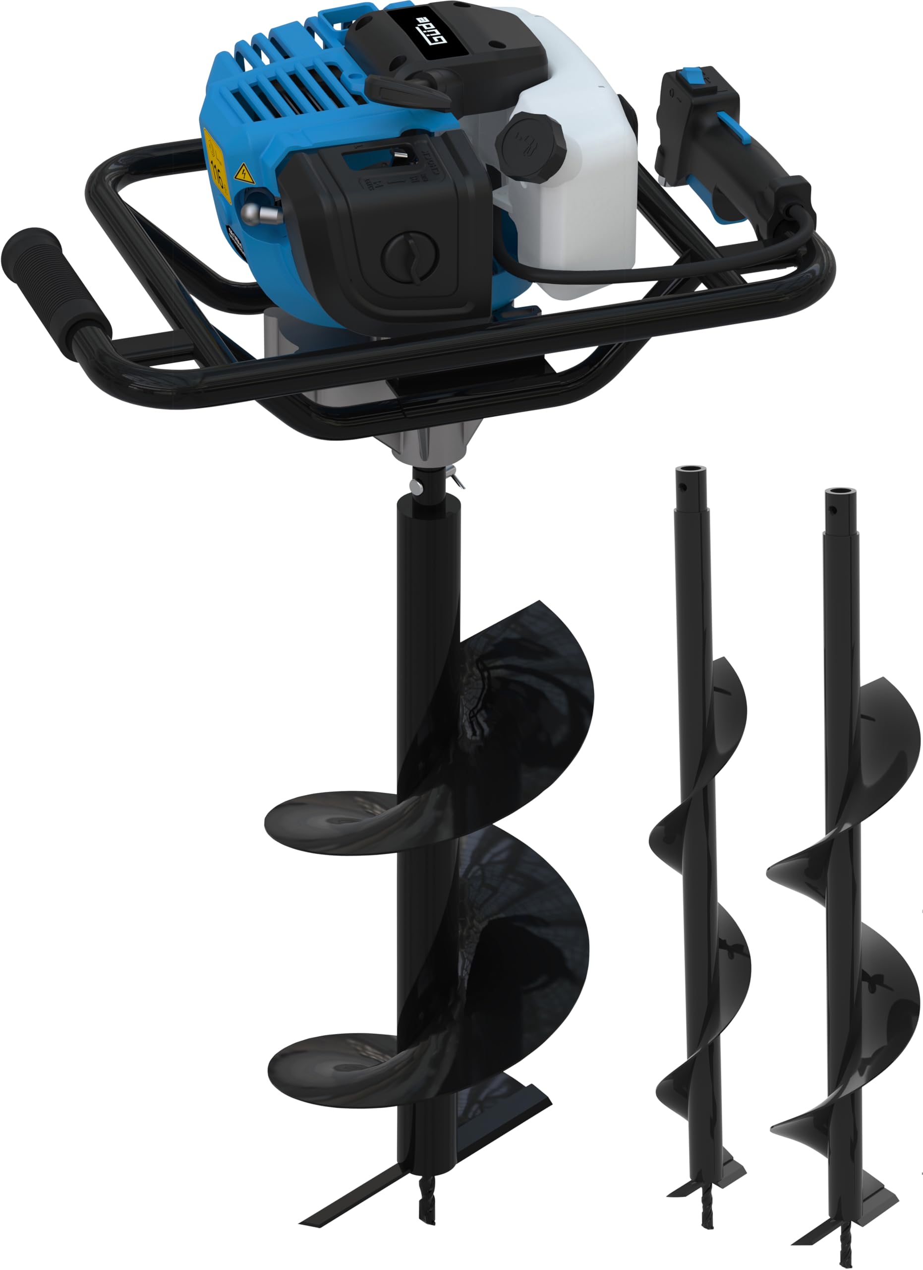 Güde GE 1450.1 Motor Erdbohrer - 2-Takt Motor, 52 Kubikzentimeter Hubraum, 1,45 Kilowatt, 2 PS, 78 Zentimeter Bohrerlänge, inklusive 3 Erdbohrer Aufsätze - 10, 15 und 20 Zentimeter Durchmesser