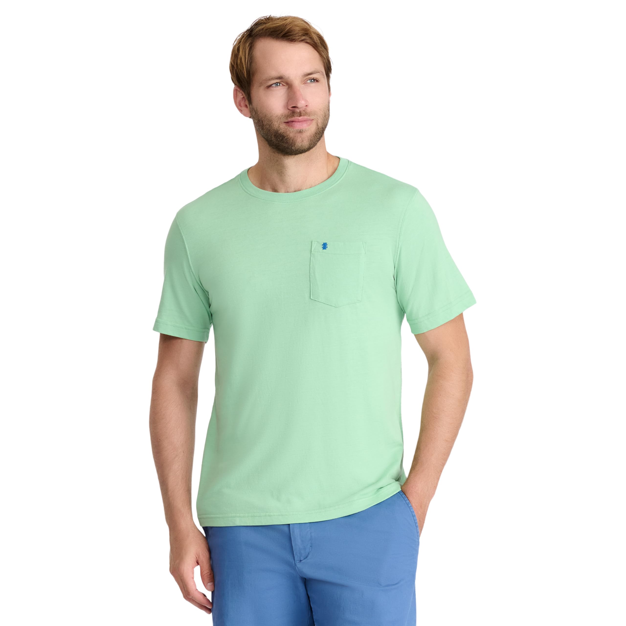 Izod Men's Saltwater Soft Wash Pocket Crew T-Shirt, Meadow, XXL