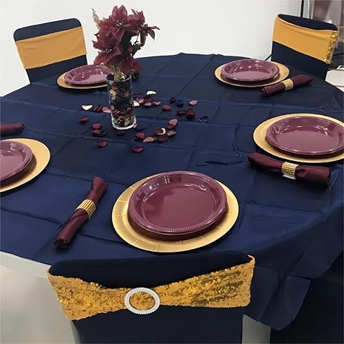 Miniatura 6 de KEILEOHO Paquete de 60 bandas de lentejuelas para sillas de 14 x 6 pulgadas, lazos dorados para silla, bandas decorativas con purpurina para