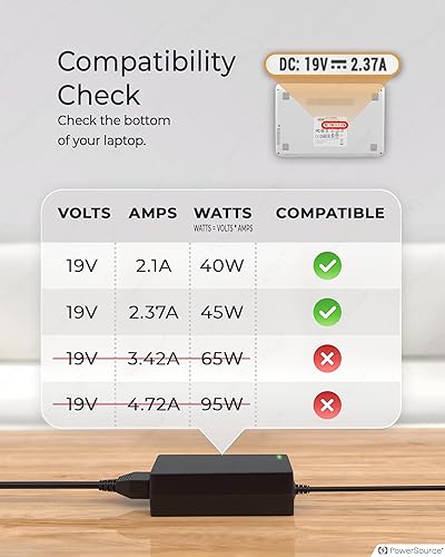 Miniatura 3 de PowerSource Cargador adaptador de CA extra largo de 45 W con certificación UL de 14 pies para Acer Chromebook CB3 CB5 11 13 14 15 R11 N16P1
