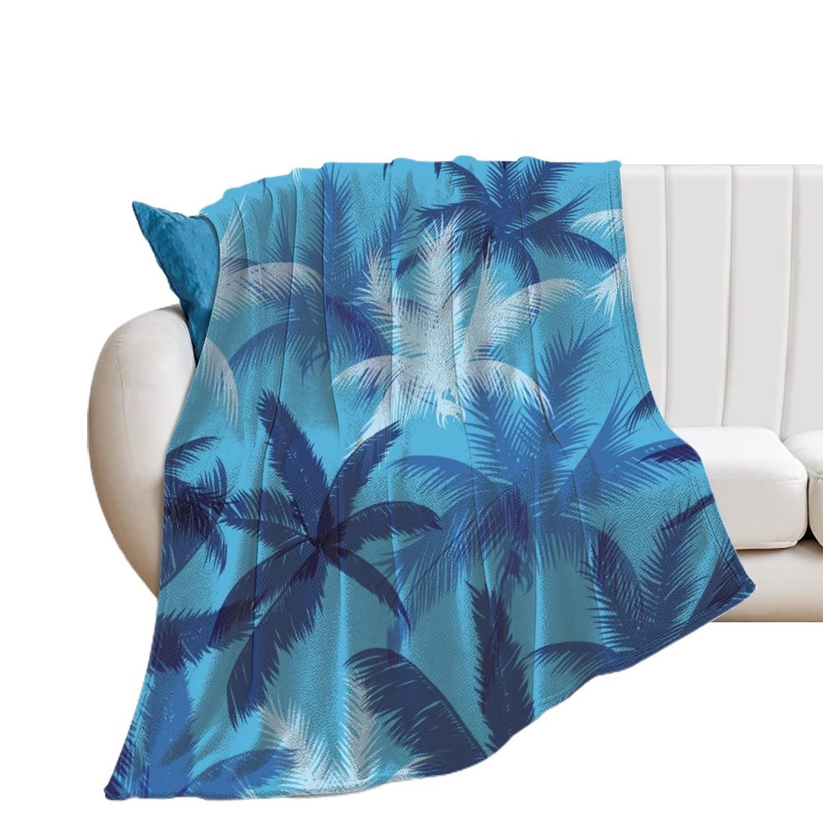 Couverture polaire douce feuilles bleues pour des moments de tendresse
