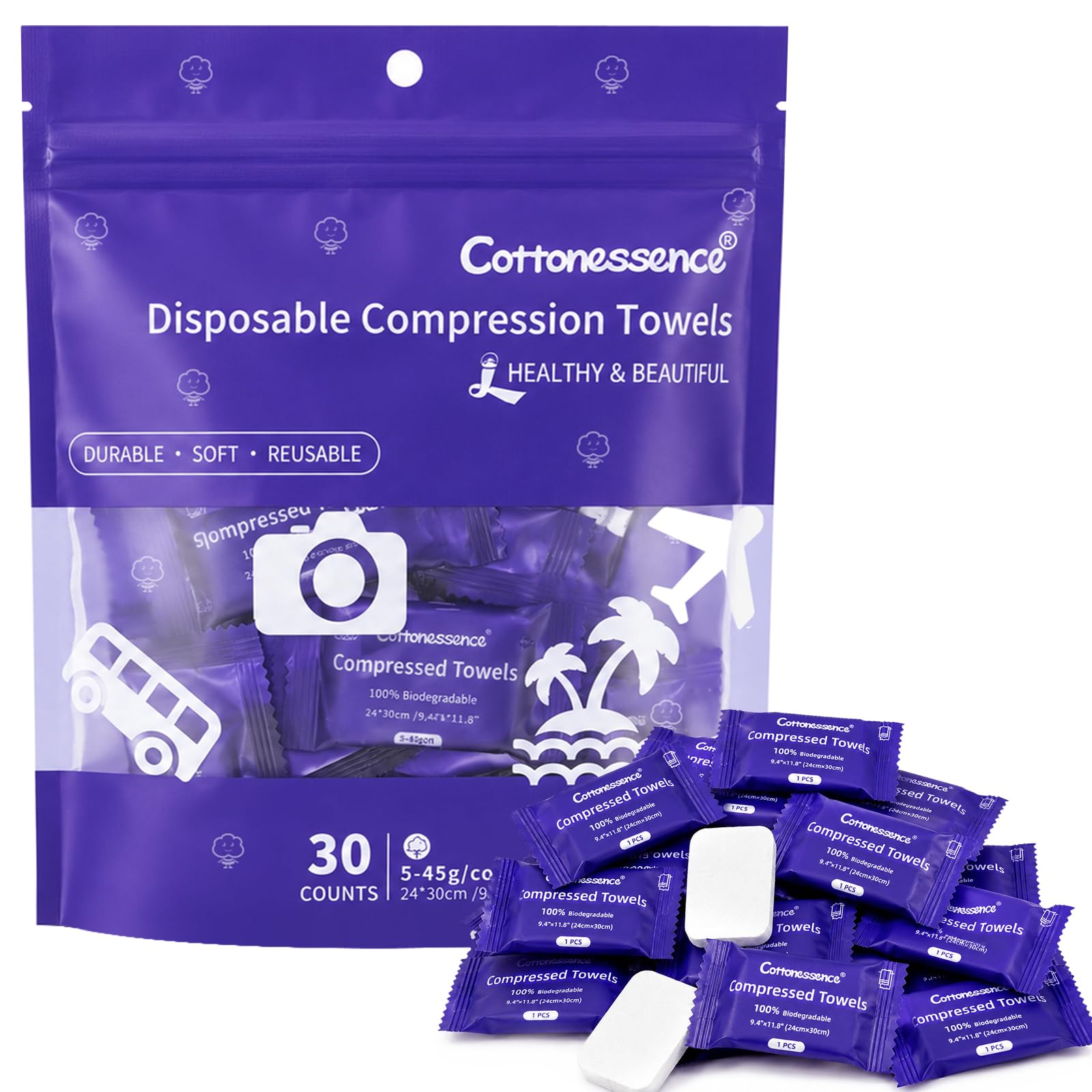 Amazon.com: Cottonessence Premium Compressed Towels (30 count