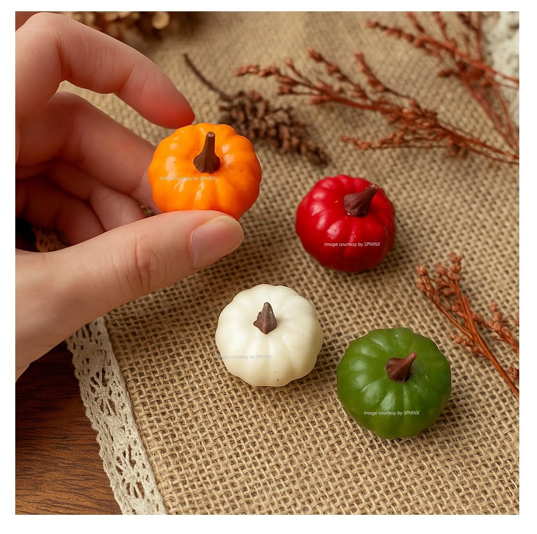 SPHINX Artificial Mini Foam Pumpkins–Assorted Small 4 cm Faux Pumpkins for DIY Crafts, Bowl Fillers, Table Decor, Ornaments & Home Accessories for Autumn, Christmas, Everyday Styling- (8, Assorted)