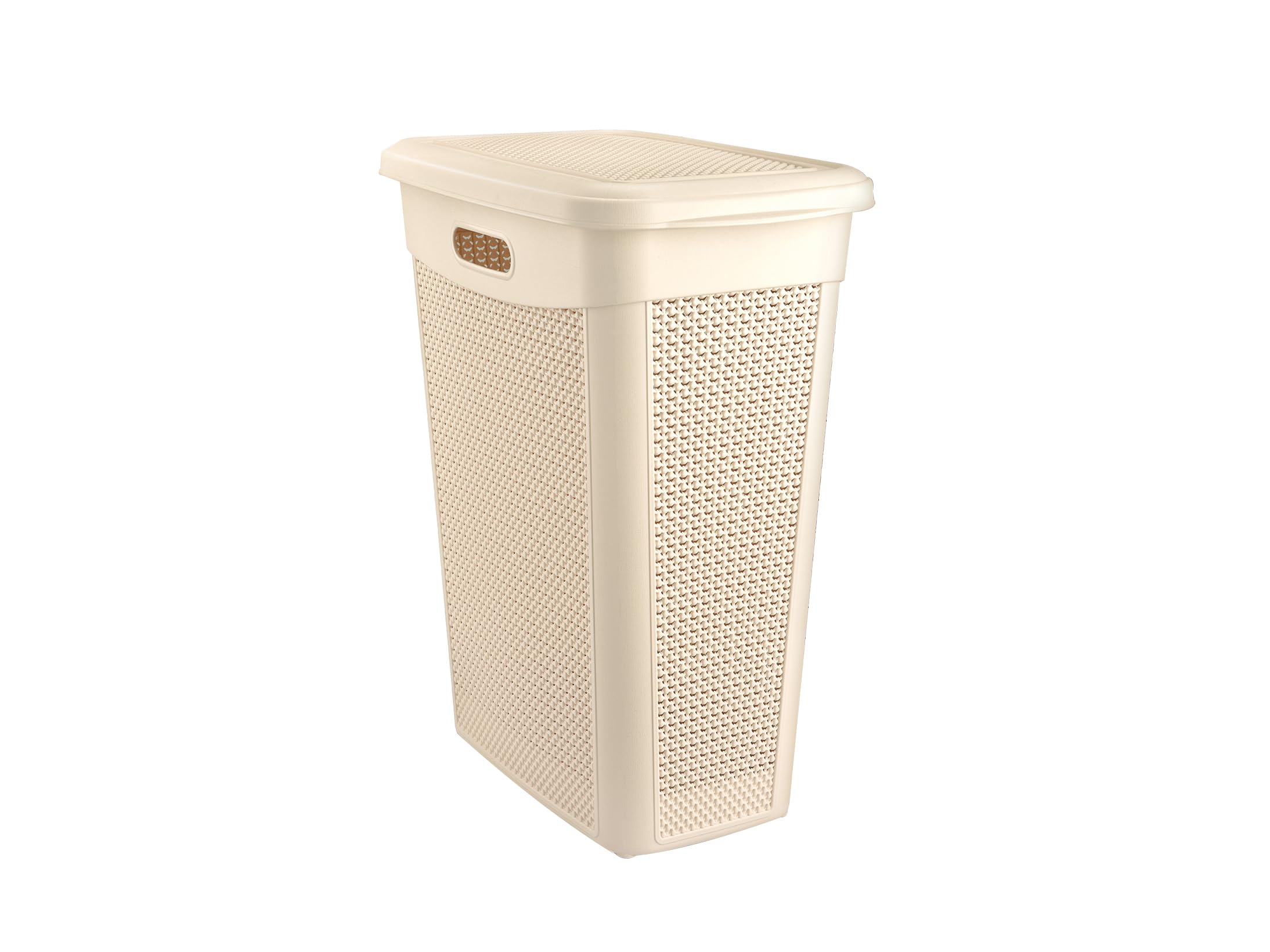 52L,50L,43L & 9L Plastic Slim Lid Bin Laundry Basket Clothes Washing Hamper Organiser Storage Container (43 Litre Slim Ivory White)
