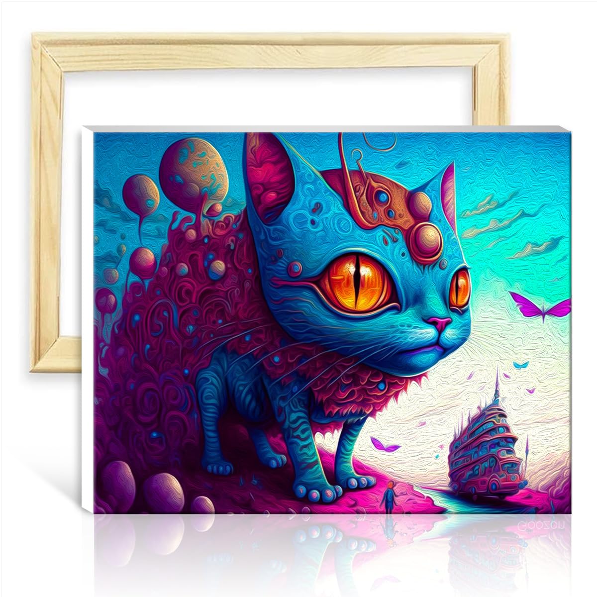 TANGFEIY Paint by Numbers Brushes Kits Cat Cute Animal DIY Paint by Numbers Kits with Brushes and Acrylic Pigment for Home Wall Decor Gifts with Frame(30x40cm) — image 1