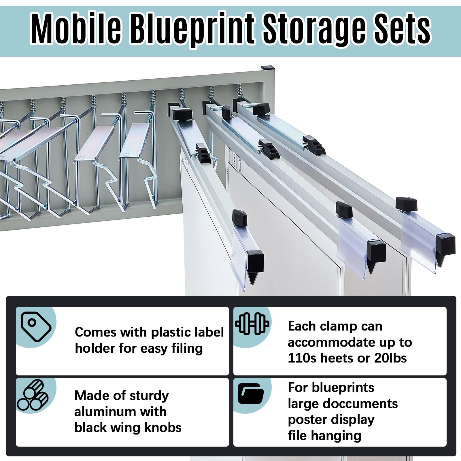 Snapklik.com : Estune Mobile Blueprint Holder Rack, Adjustable Mobile ...