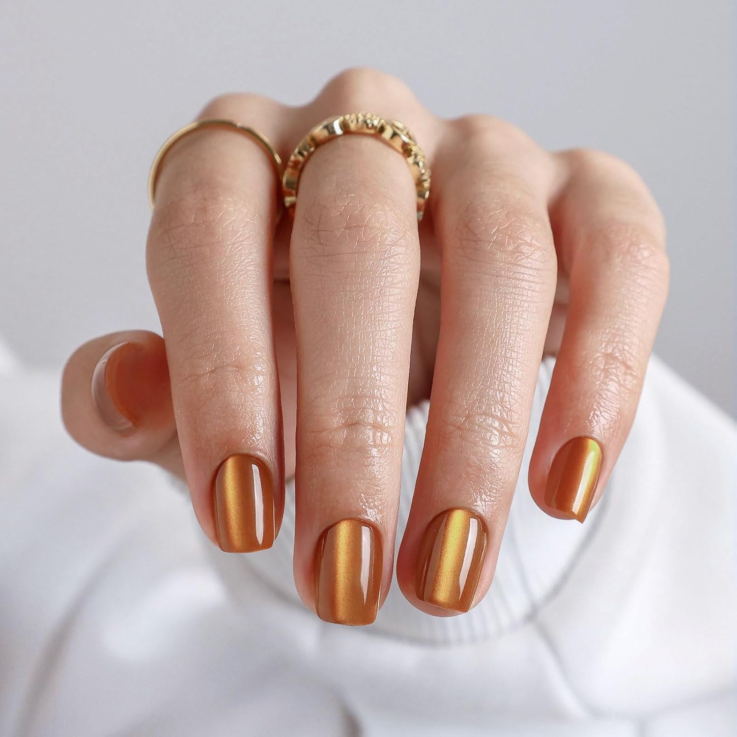 Soft Gel Orange Cat Eye Press On Nails - Thanksgiving Style