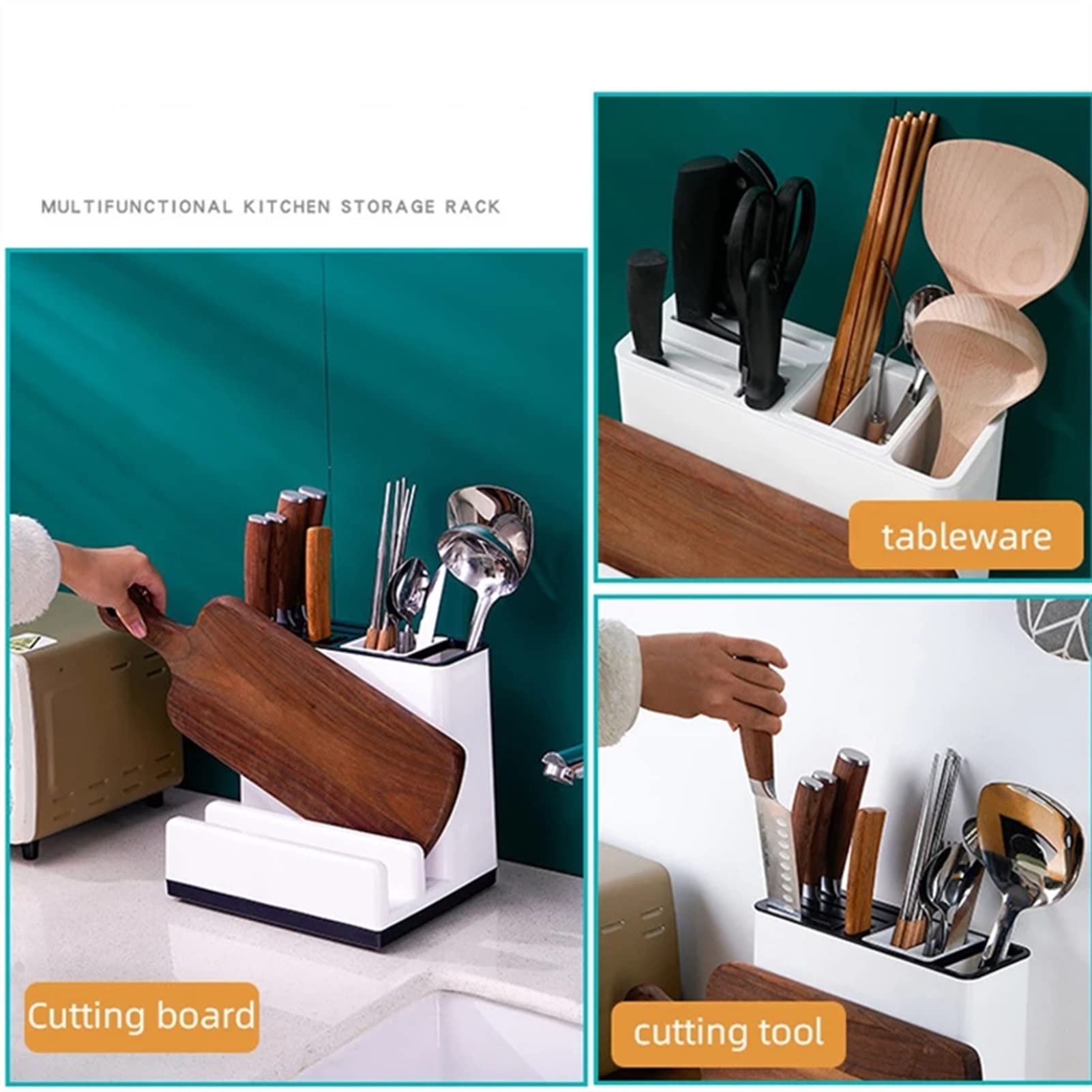 Werkzeughalter Multifunktionale Besteckhalter Pot-Cover-Speicher-Schneidebrett Küchenbesteck Organizer-Rack-Küche Werkzeugregal