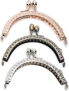3 Pezzi di Telaio per Borsa in Metallo Che Fa Chiusura con Chiusura a Bacio Manico Semi-Circolare in Rilievo per Artigianato Fai-da-Te, Creazione di Borse, Accessori per Borse Hardware da 8,5cm