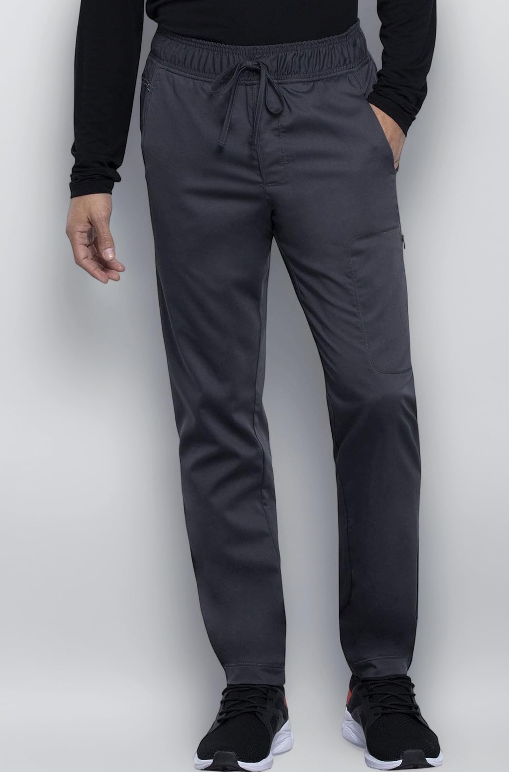 Workwear Revolution WW012 Men's Natural Rise, Straight Leg Jogger Scrub Pant, Pewter, Small