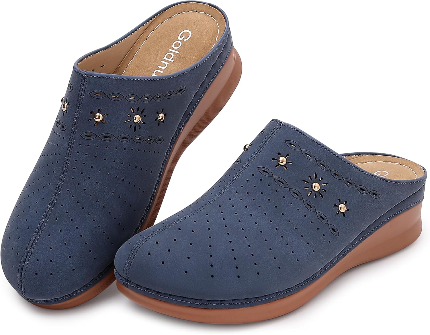 Closed Toe Clogs for Women Slip-On Mules: Comfortable Women's Mule & Clog with Carved Floral Design - Image 6