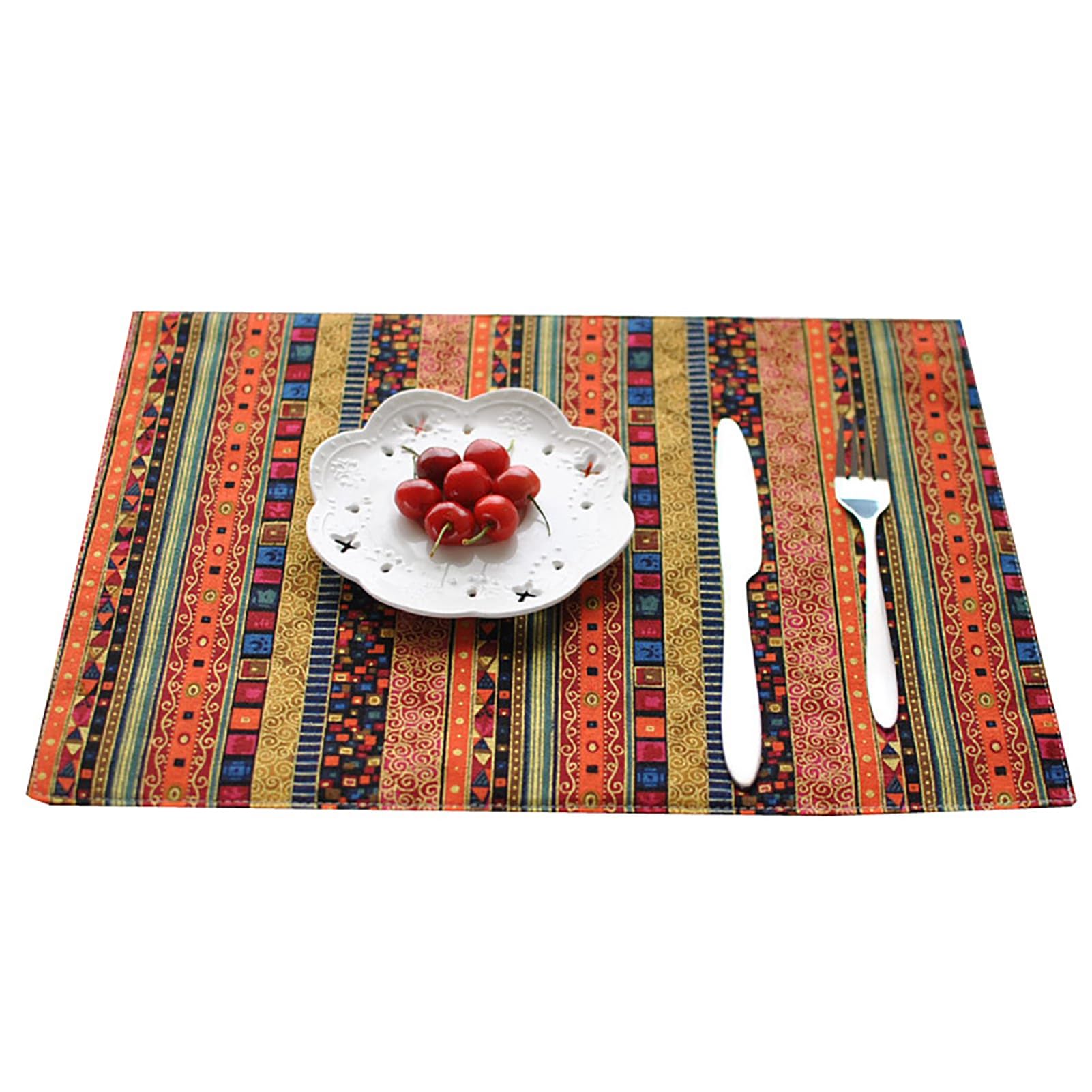 Virelynx Ethnic Striped Placemat – Heat Insulation Dining Table Mat, Colorful Bohemian Mat for Home Party Farmhouse Restaurant