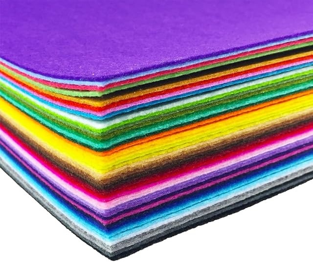 flic-flac 44PCS Assorted Color Felt Fabric Sheets Patchwork Sewing DIY Craft 1mm Thick (30 x 30 cm).