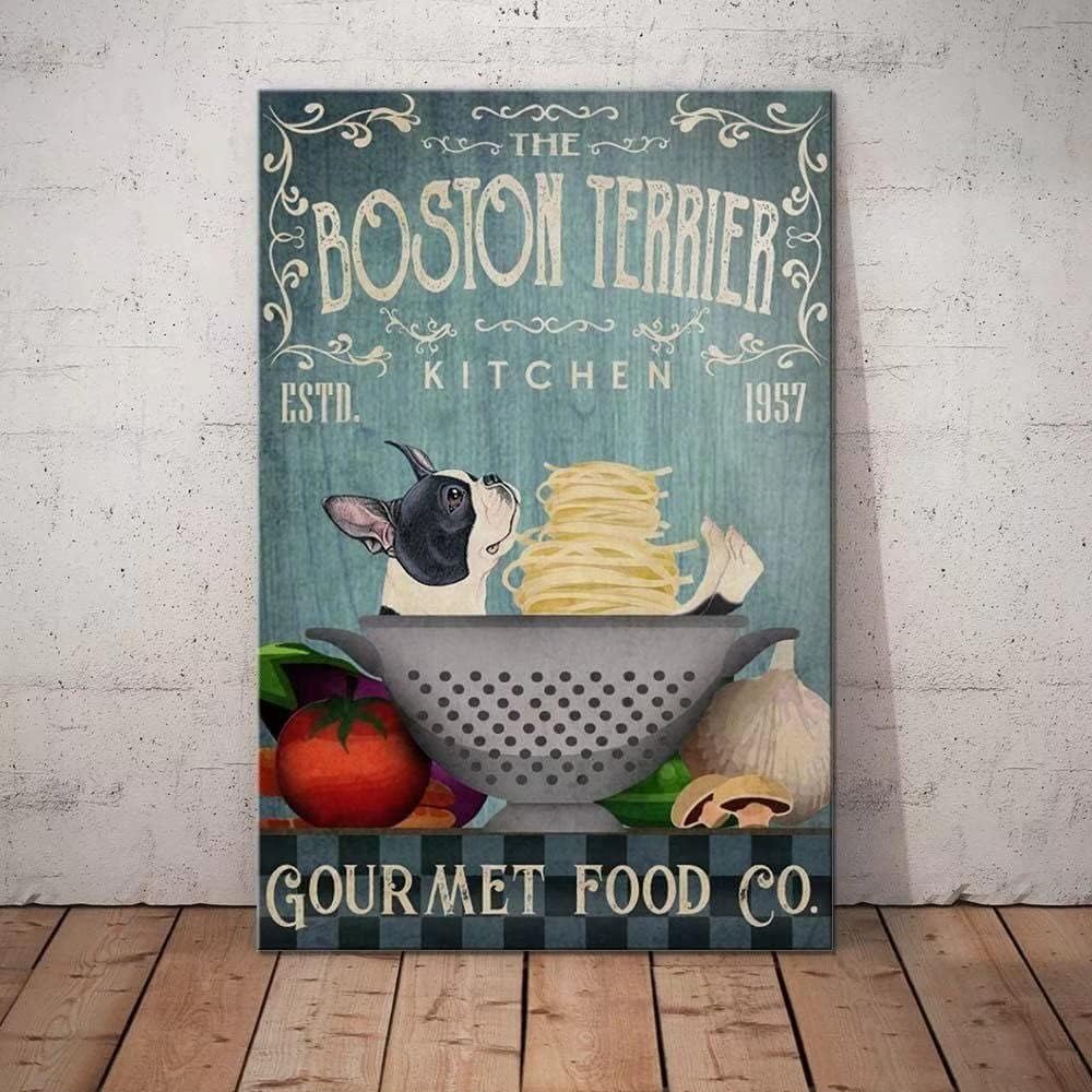 Metal Tin Sign Boston terrier kitchen Aluminium Sign Retro Tin Signs Vintage Metal Tin Sign For Bar Home Wall Metal Decoration 8x12Inches