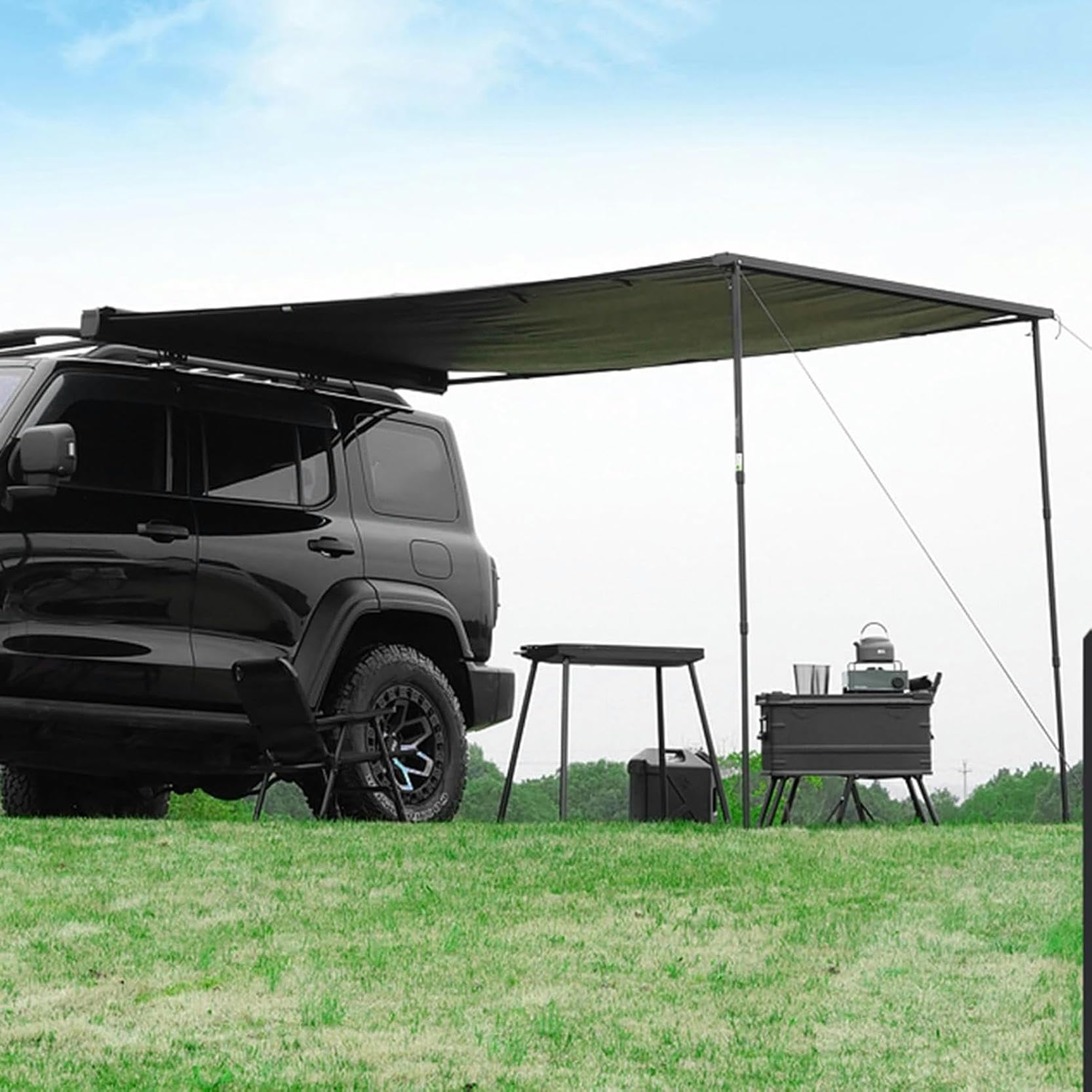 Auvent latéral de voiture rétractable noir tente de toit camping