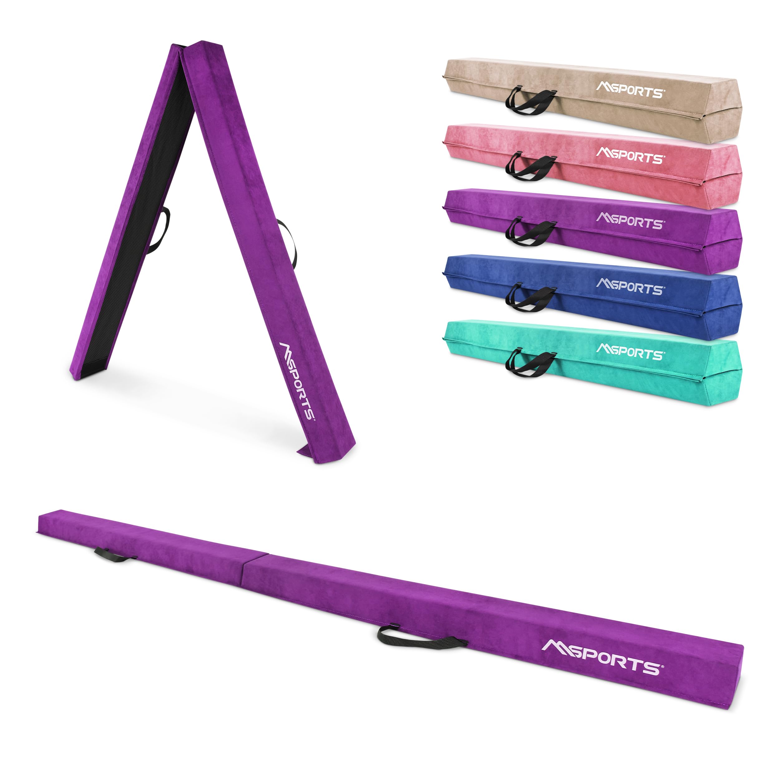 MSPORTS Schwebebalken Premium faltbar 15 × 6 cm – 240 / 270 / 300 cm Balance-Beam aus EVA, Klappbar & Rutschfest – Gymnastik- & Turnbalken für Kinder & Erwachsene – 5 Farben
