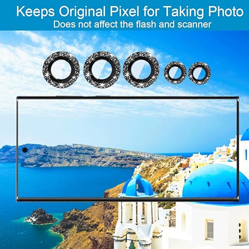 Miniatura 7 de Paquete de 5+5 protectores de lente de cámara compatibles con Samsung Galaxy S24 Ultra, cubierta de cámara S24 Ultra, accesorios de protector de