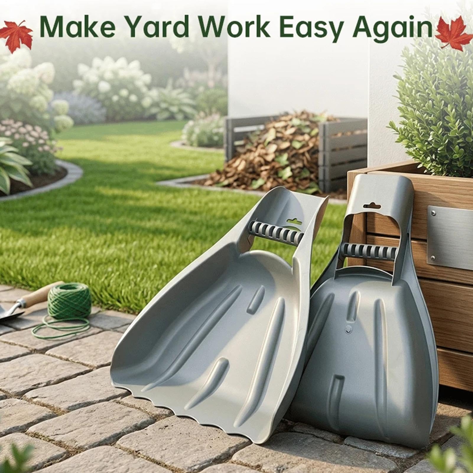 Genérico Recogedores de Hojas Pala Ergonómica de Gran Tamaño | Set de 2 Recolectores para Jardinería Exterior, Granja, Patio, Terraza, Restos de Jardín, Ramas