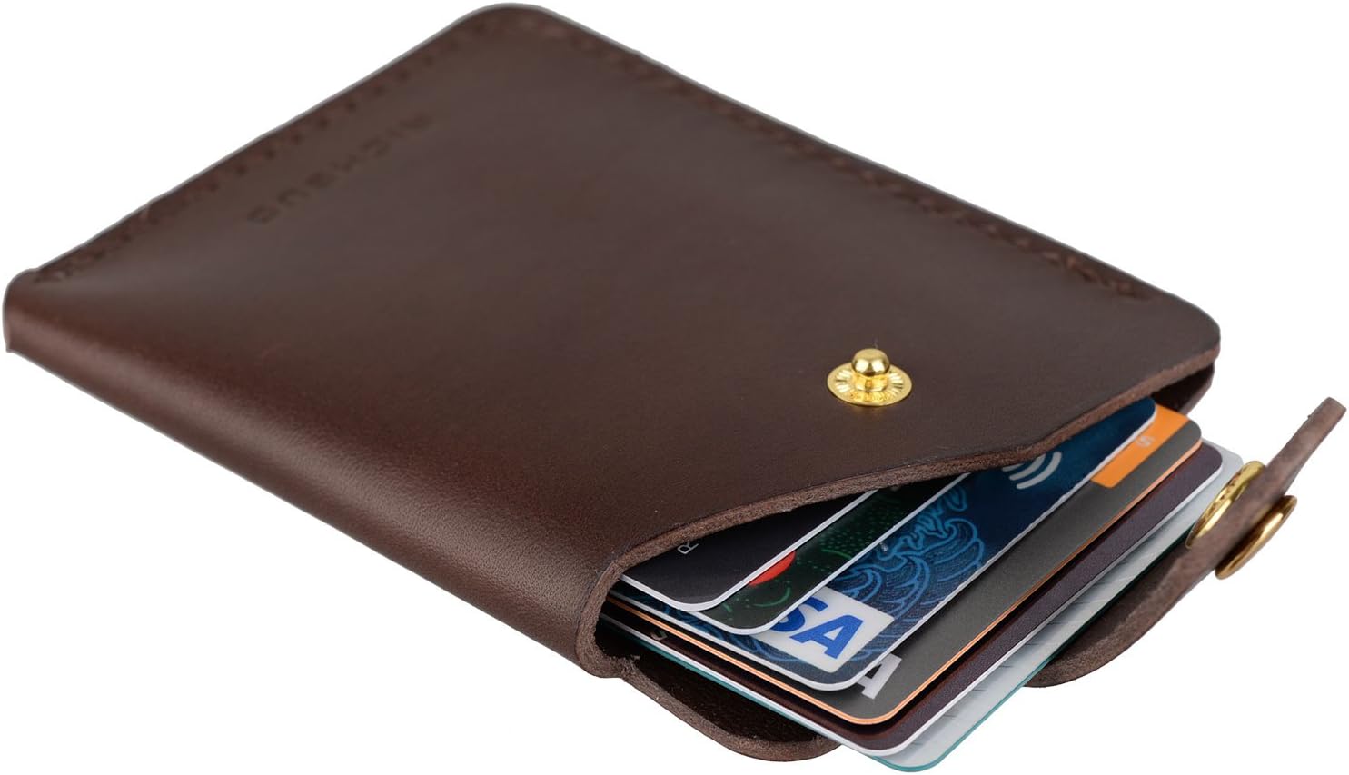 Richbud Leather Card Holder Wallet Cover Case Handmade (Dard Brown)
