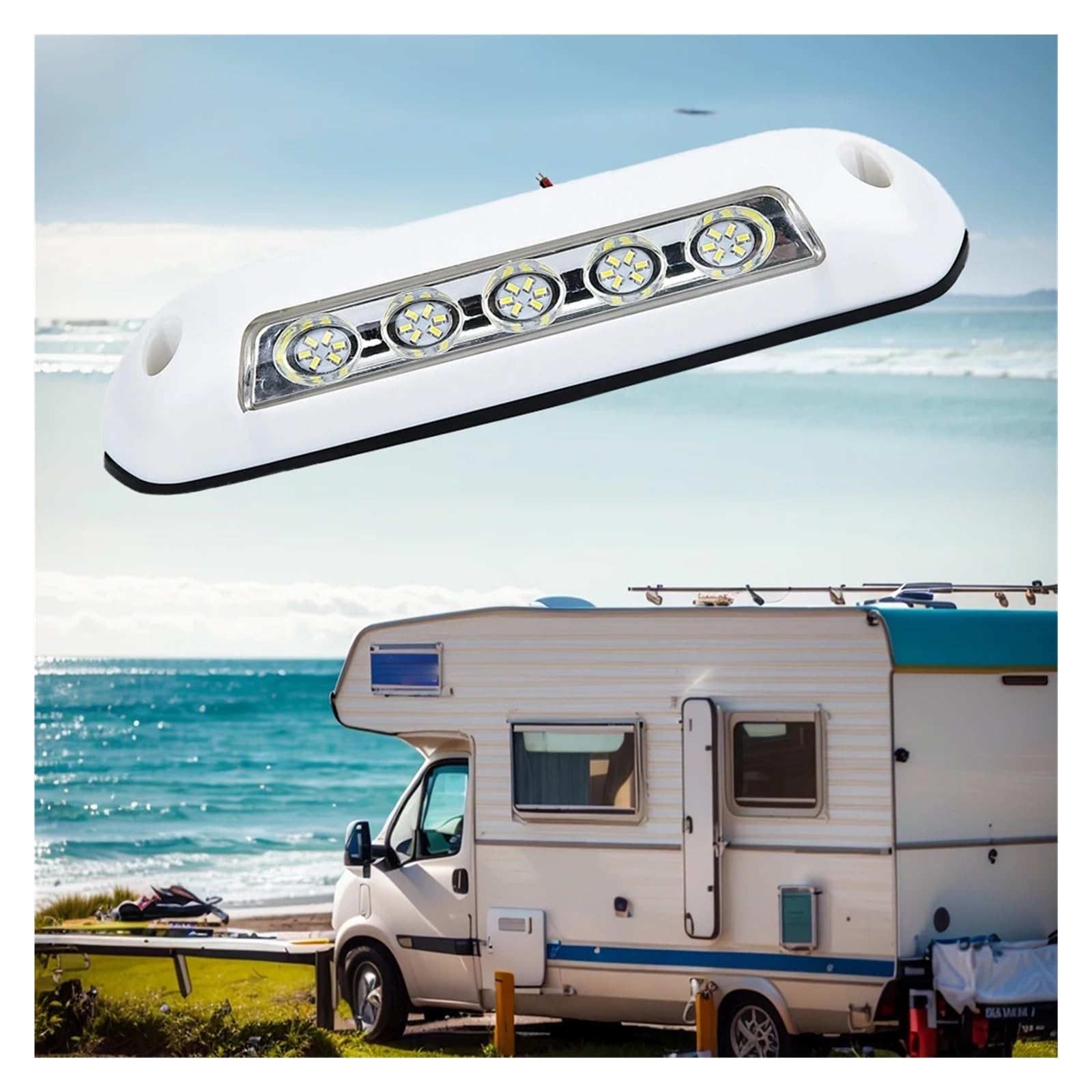 Akcesoria do 2 Szt. 12 V Lampa Ścienna Do Przyczep Kempingowych 8 W Wodoodporny Wyświetlacz Zewnętrzny RV Van Szerokie Światło Na kemping, wędrówki, podróże(Black)