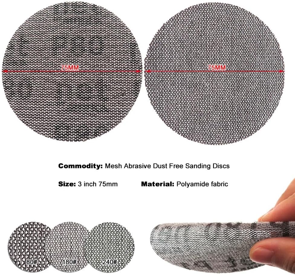 Mesh Sanding Discs 15Pcs 3 Inch 75mm Anti-Blocking Dry Grinding Sandpaper 80 to 240 Grit(240)
