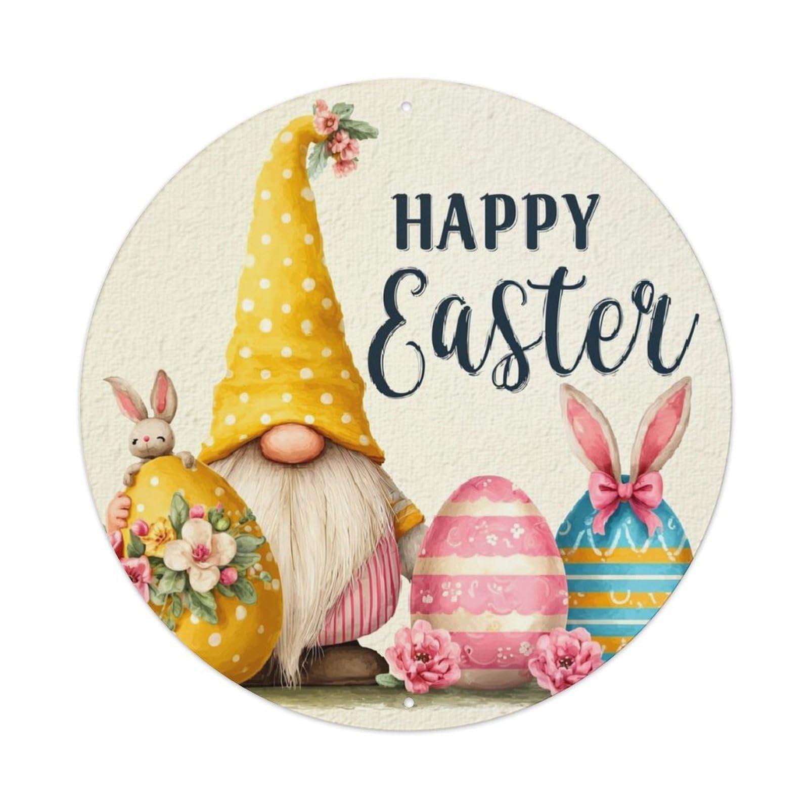Happy Easter Gnome And Eggs Tin Sign Metal Poster Vintage Metal Signs for Home Man Cave Bar Cafe Kitchen laundry room Wall Decorations 8x8 inches
