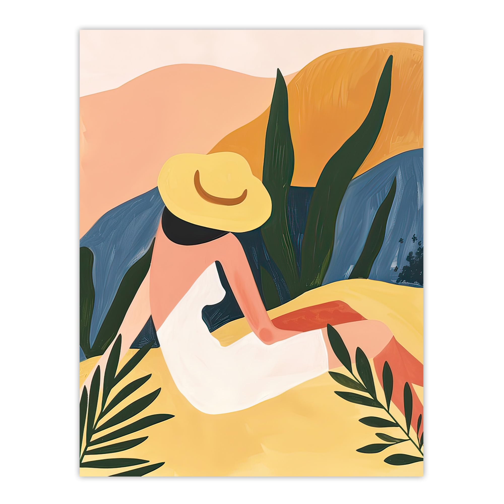 Artery8 Nature Lover Sunbathing Woman Abstract Painting Living Room Extra Large XL Wall Art Poster Print