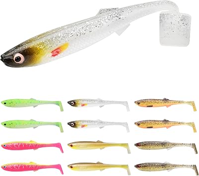 TRUSCEND Shadtale Easy Catch Soft Fishing Lures, Unique Vibration and Action for Various Rigs, Paddle Tail Swimbaits Trailer for Bass, Trout, Crappie, Walleye, Redfish, Saltwater & Freshwater Fishing