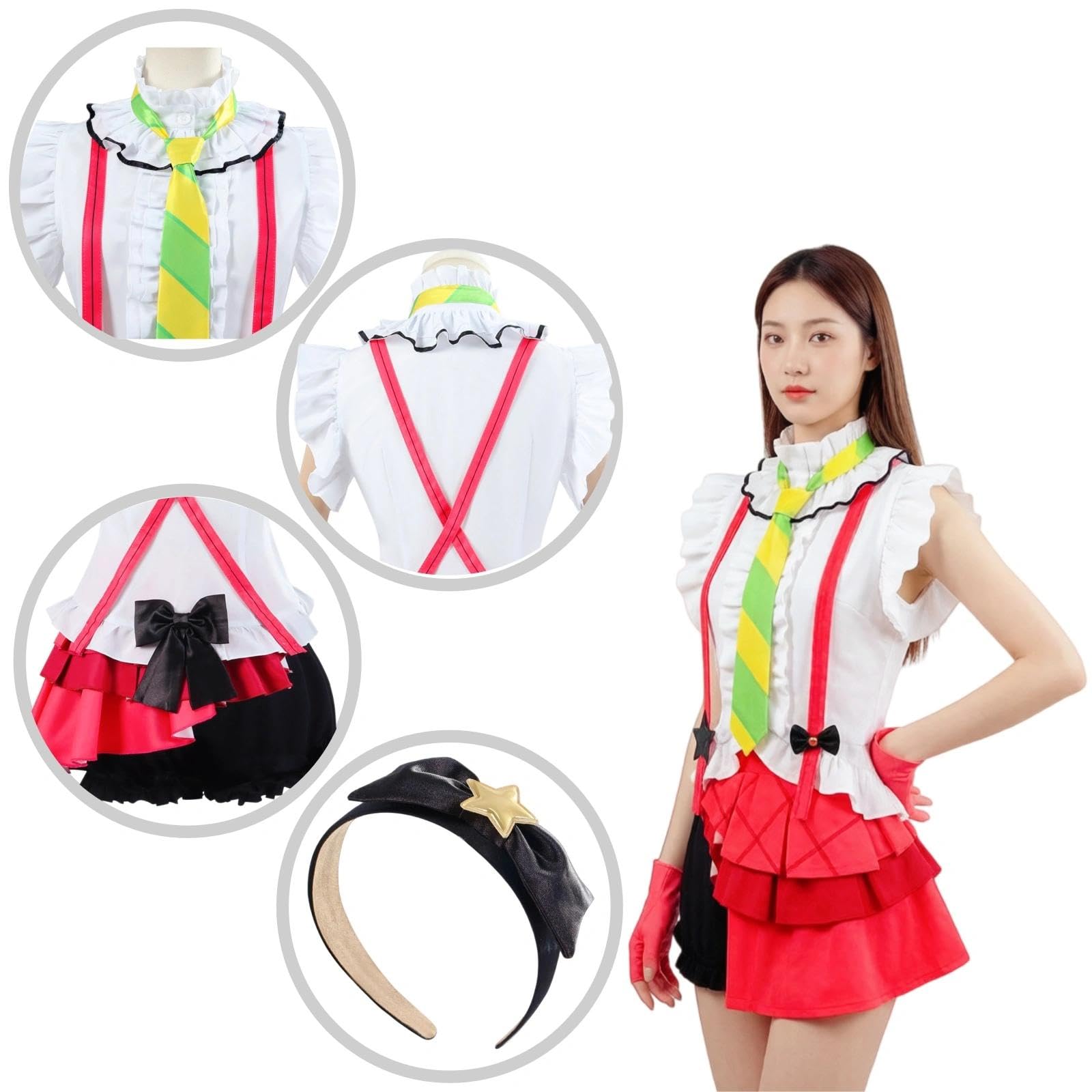 Halloween Kostüm für Erwachsene, Karneval Rollenspiel Cosplay Komplettset –Rin Hoshizora Stil
