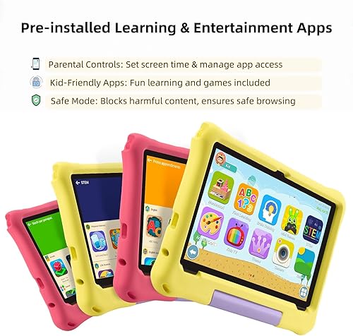 Miniatura 3 de paitanry Tabletas Android 15  Tableta para niños de 10 pulgadas con funda, Octa-Core, 8 GB+64 GB de almacenamiento (expandible a 1 TB), cámara dual,