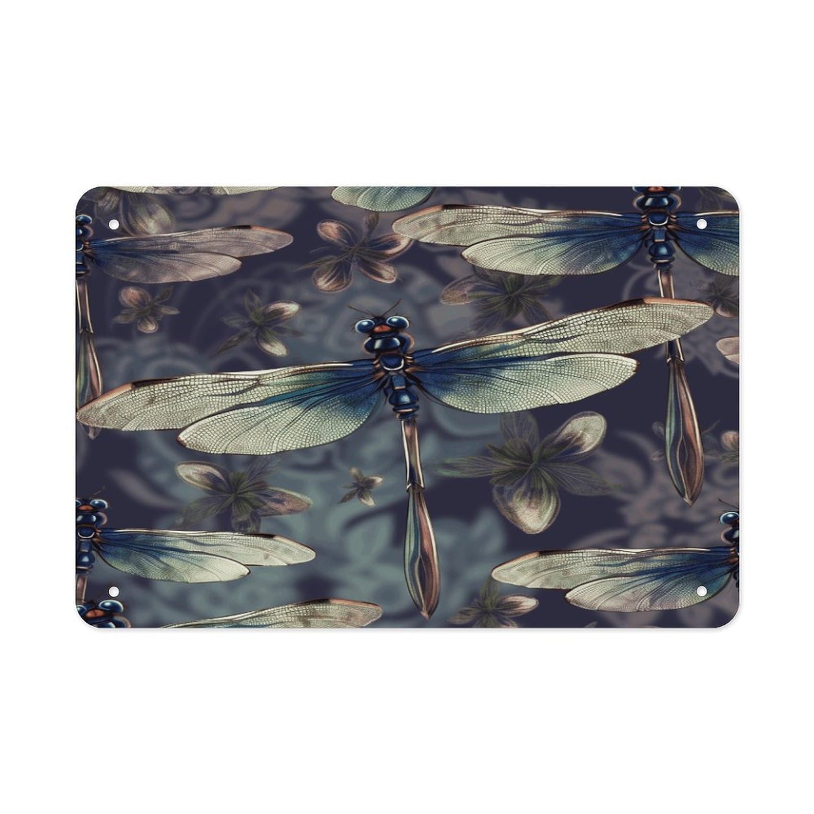 Fodpand Style Dragonfly Pattern Wall Art Metal Signs Tin Sign