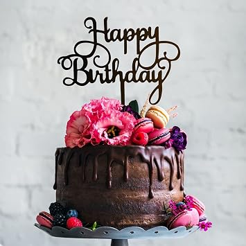 20PCS Black Acrylic Happy Birthday Cake Toppers Set for Boys Girls Women Men Birthday Party Decorations Supplies