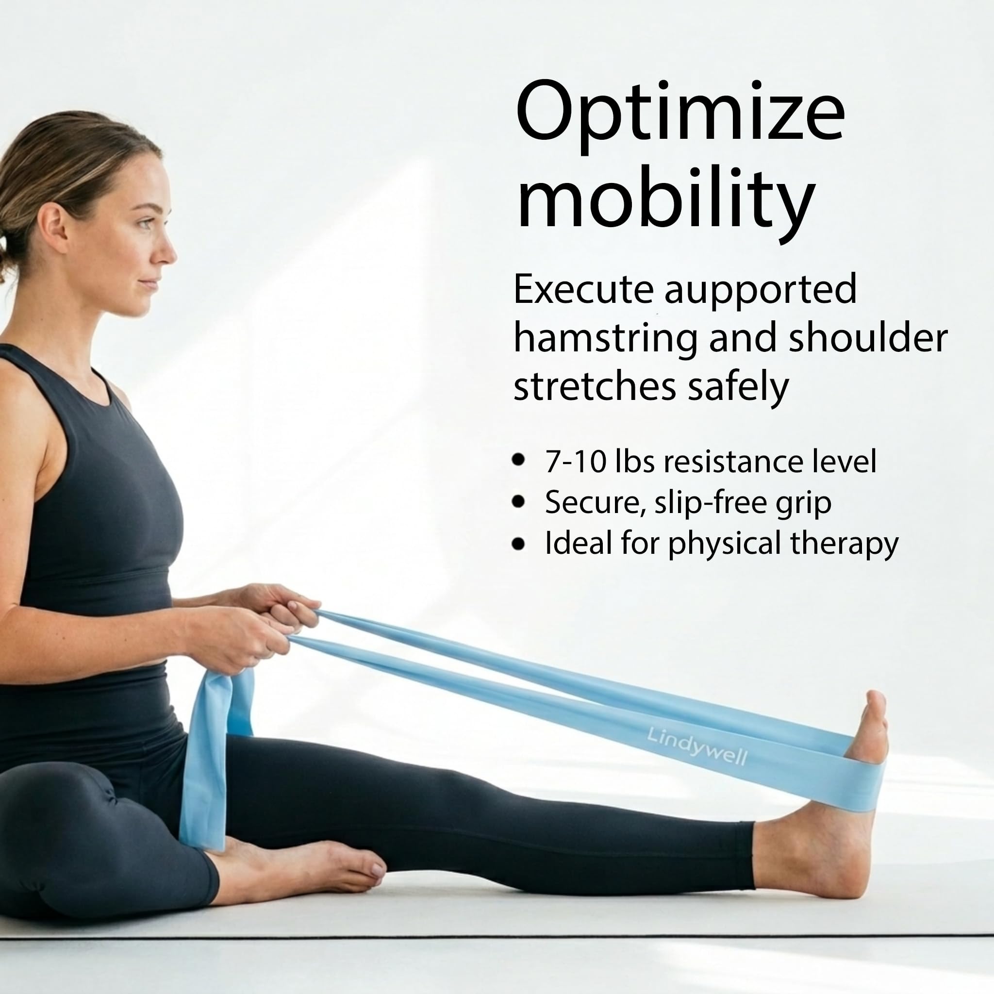 Lindywell Banda de ejercicio sin látex, banda de ejercicio profesional de 5 pies de largo, para parte superior e inferior del cuerpo, se estira hasta 10 pies, ideal para pilates, entrenamiento de