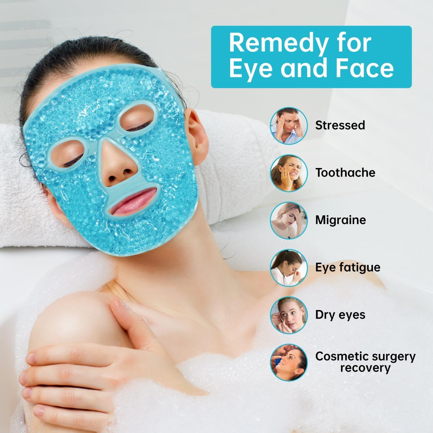 DARKFISH Ice Face Mask Cold Face Eye Mask, Ice Pack Reduce Face Puff, Dark Circles, Gel Beads Hot Heat Cold Compress Pack, Face SPA for Woman Sleeping, Pressure, Headaches, Skin Care 1
