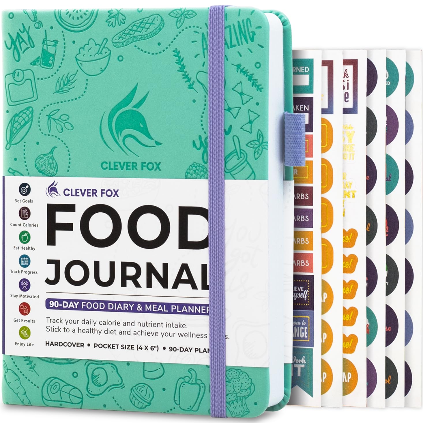 Clever Fox Food Journal Pocket - Daily Food Diary, Meal Planner to Track Calories & Nutrients, Weight Loss Tracker Notebook, 10x14cm (Turquoise) โ image 1