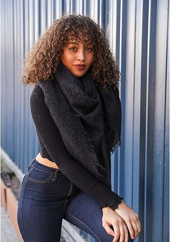 Miniatura 8 de Manta de cuadros Bufanda de color sólido Mantón Mohair Cuadrado Manta Bufanda para las mujeres