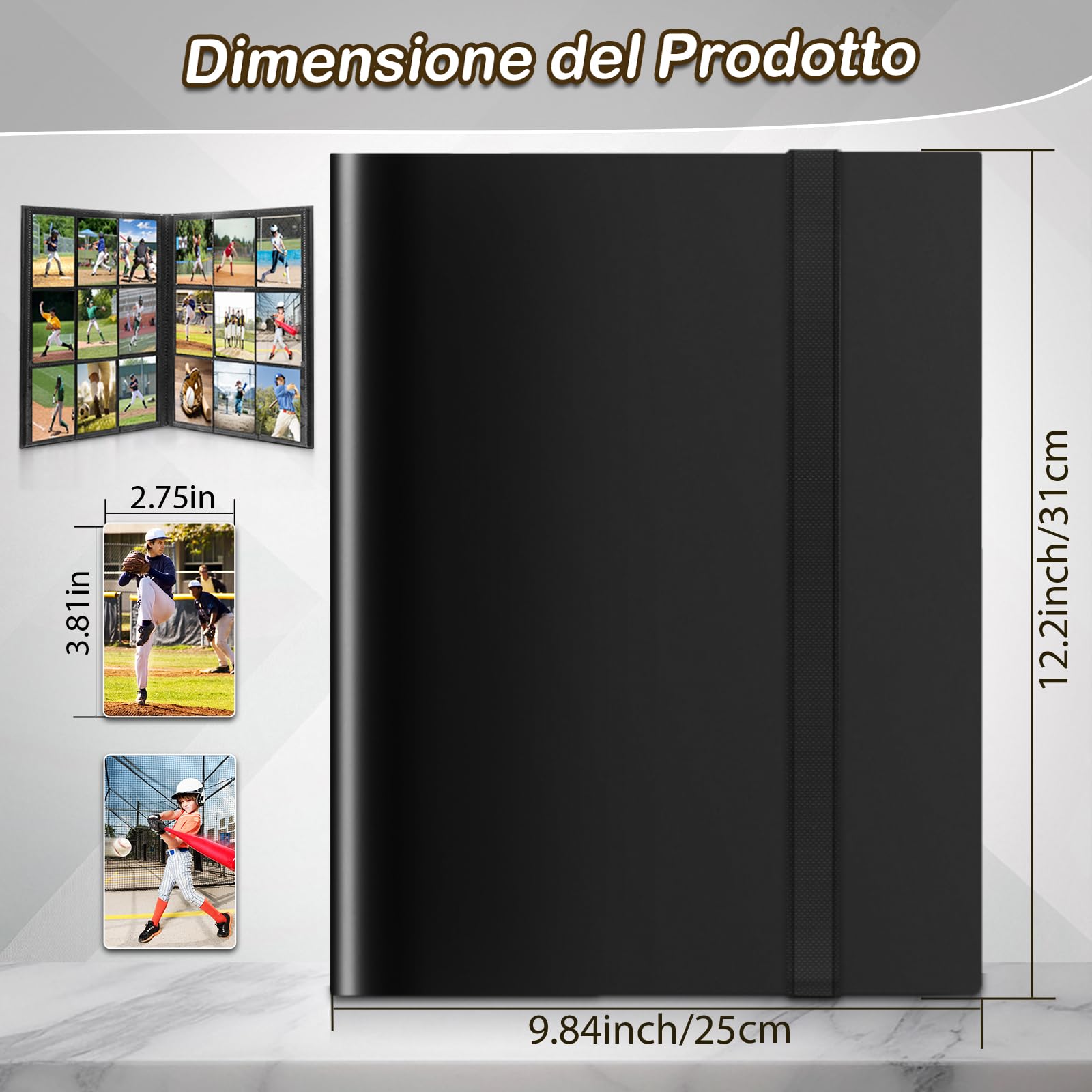 Album Carte Raccoglitore, 468 Grande Album Carte, Legame Portatile e Impermeabile in PU per Carte MTG/TCG/CALCIO-BASEBALL/Carte da Scambio (Nero) - 5