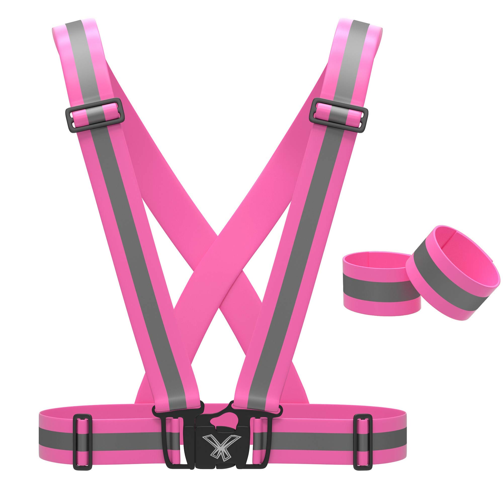 247 Viz Reflective Vest with Hi Vis Bands, Fully Adjustable & Multi-Purpose Reflective Running Gear: Reflective Vest Straps for Running, Cycling, Motorcycle Safety, Dog Walking & Biking